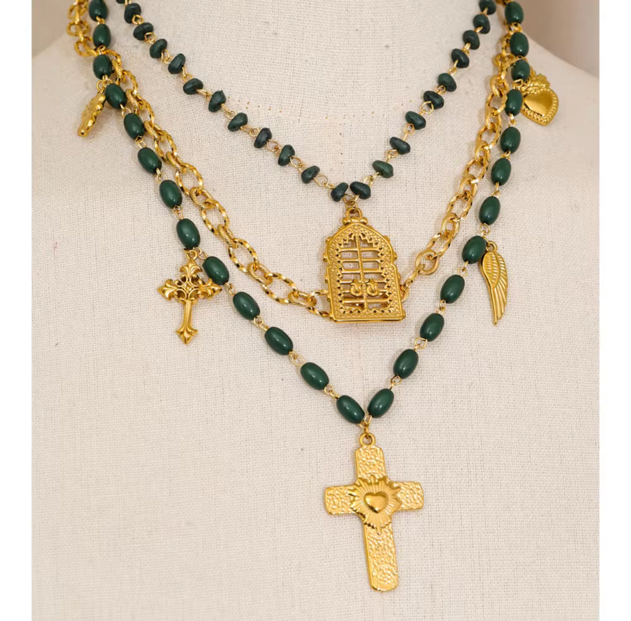Green layered Necklace