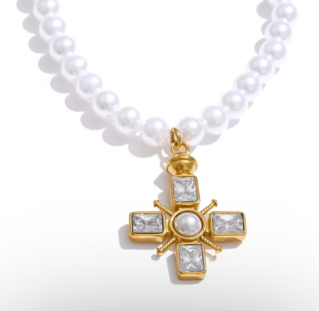 Cross pearls Choker